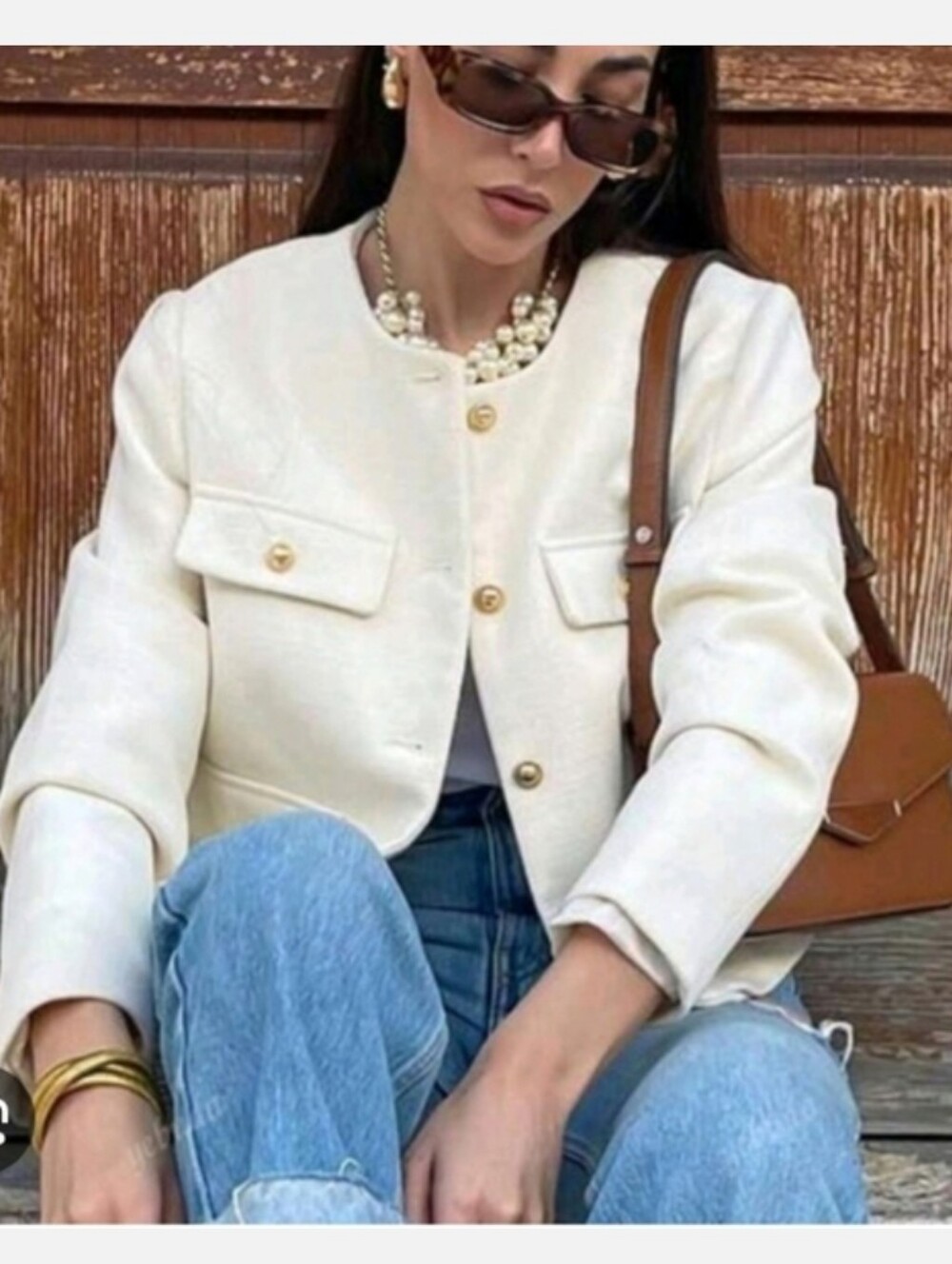 Zara Cropped Button-Front Jacket - Picture 3 of 16